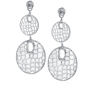 "Midnight Medallion" Sterling Silver Graduated Disc Drop Earrings
