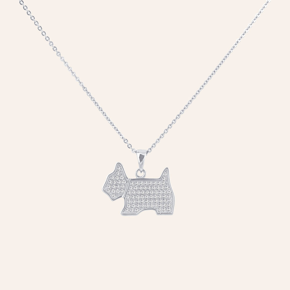 My Dog  Pave Prong-set CZ's Sterling Silver Pendant Necklace