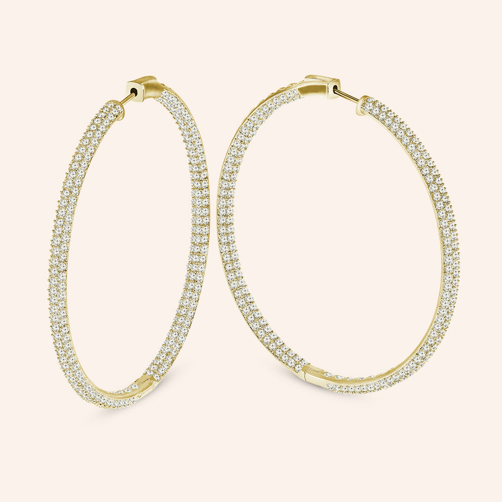 “The Grand” 18K Gold PLated Pave Crystal Inside-outside Hoop Earrings