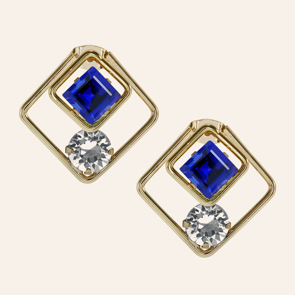 "Front and Back" Diamond Shape Stud Earrings