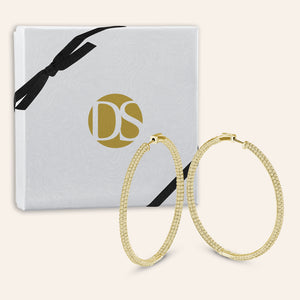 “The Grand” 18K Gold PLated Pave Crystal Inside-outside Hoop Earrings