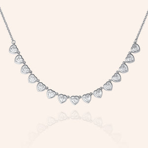 "Honeymoon" 6.6CTW Heart Cut Bezel-set Tennis Necklace