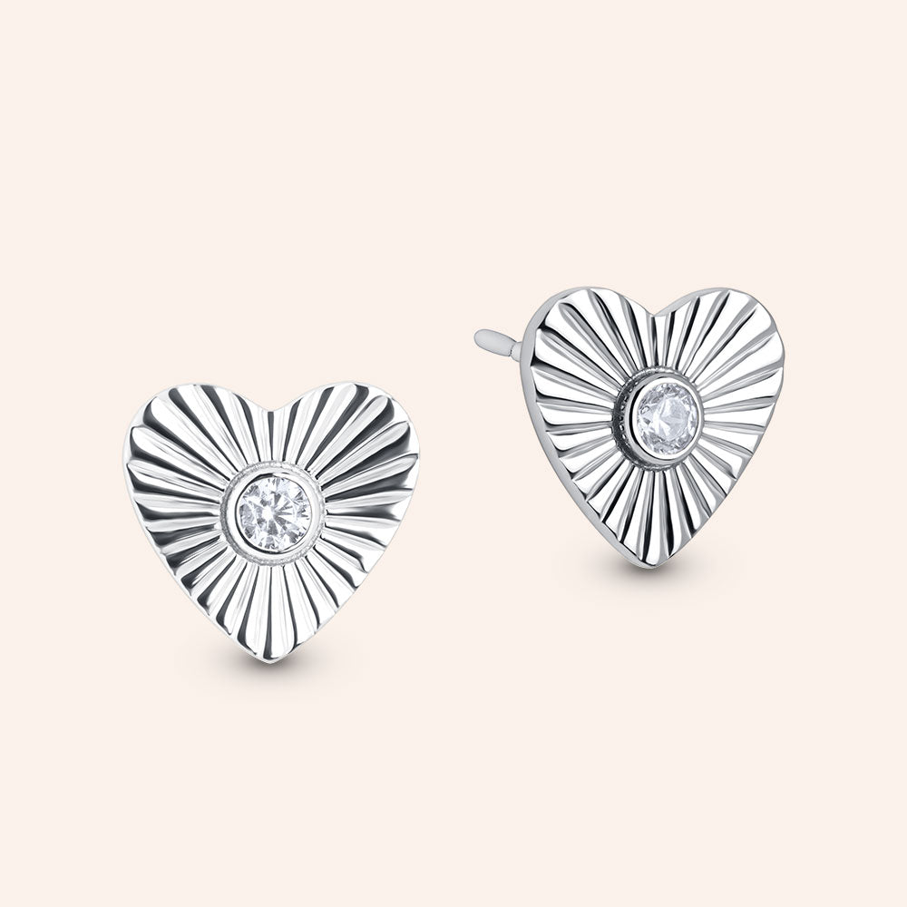 🎁 "Charmine" 0.4CTW Sterling Silver Heart Stud Earrings (100% off)