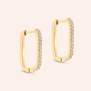 "Seraphina " 1CTW Pave Elongated 1" Oval Huggie Earrings