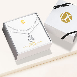 "DS Bubbly" Set of Two Initial Letter & Clip Chain Layering Necklace