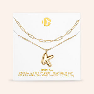 "DS Bubbly" Set of Two Initial Letter & Clip Chain Layering Necklace