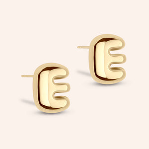 "DS Bubbly" High Polished Initial Stud Earrings