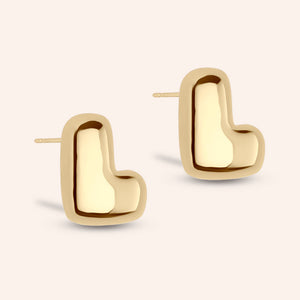 "DS Bubbly" High Polished Initial Stud Earrings