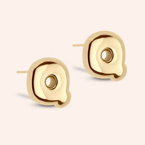 "DS Bubbly" High Polished Initial Stud Earrings