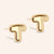 "DS Bubbly" High Polished Initial Stud Earrings