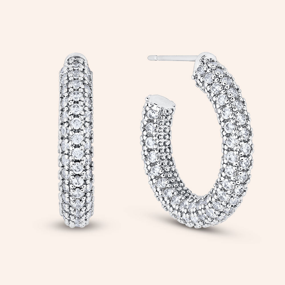 "Lux Loops"  2CTW Pave  0.7" Hoop Earrings