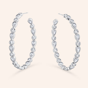 "Michaela"  15CTW Mixed-cuts 2" Hoop Earrings