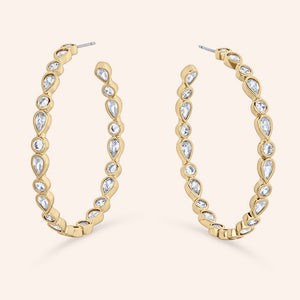 "Michaela"  15CTW Mixed-cuts 2" Hoop Earrings