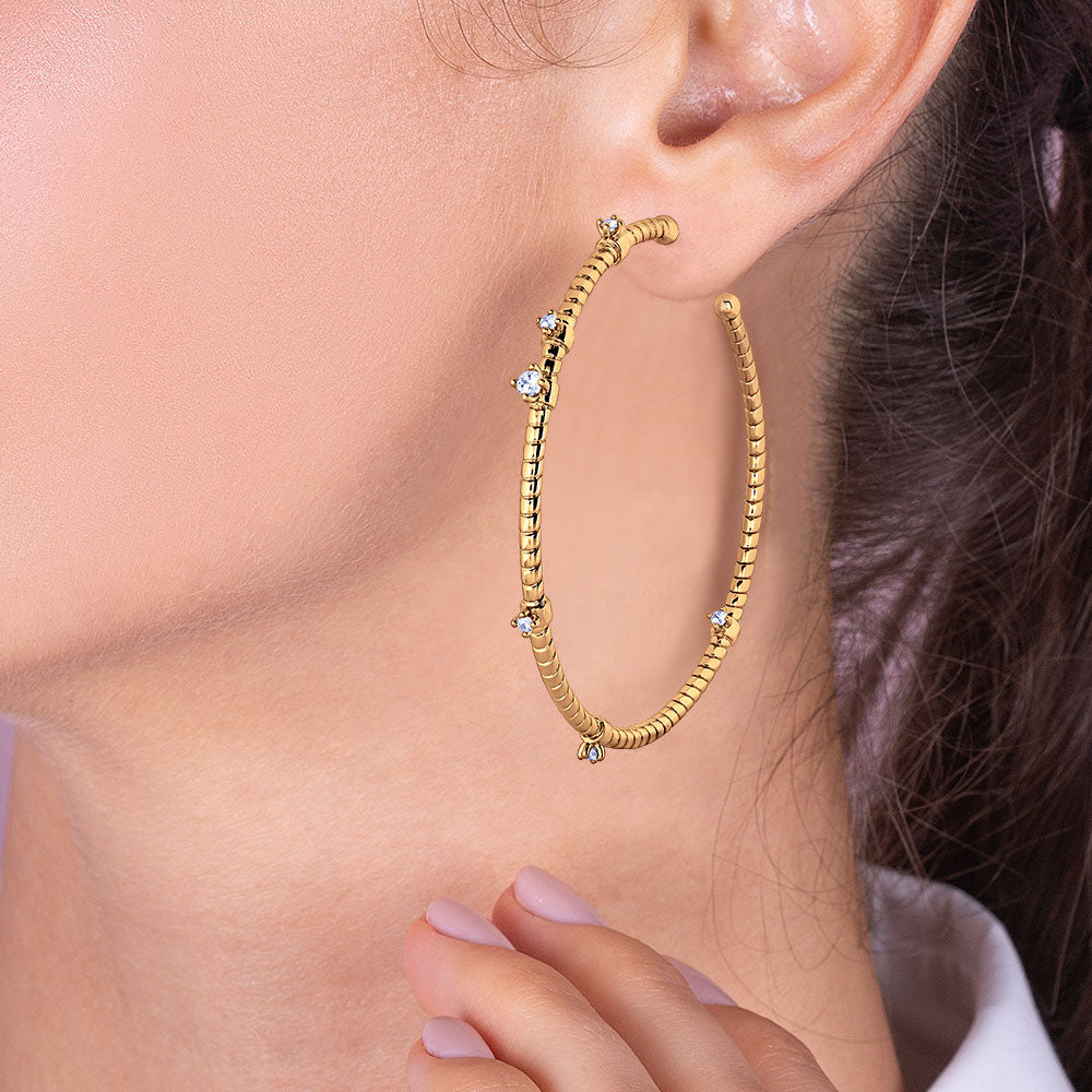 "Hoopla" 1CTW Round Cut Texture 2" Hoop Earrings