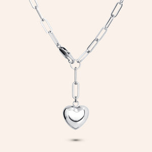 "Heartfelt" High Polished Heart Y Necklace