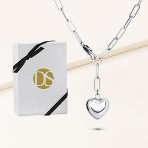 "Heartfelt" High Polished Heart Y Necklace