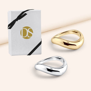 "Dual Harmony" Set of Two tone High Polished Stackable Rings