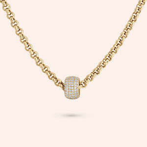 "The Rondelle" Pave Gold Charm Necklace