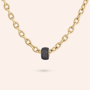 "The Rondelle" Pave Black Charm Necklace