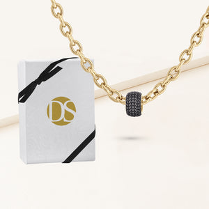 "The Rondelle" Pave Black Charm Necklace