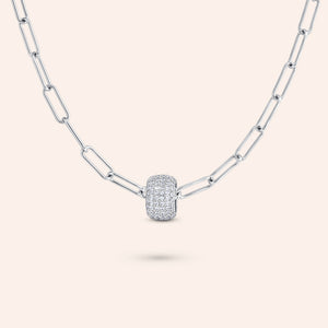 "The Rondelle" Pave Silver Charm Necklace