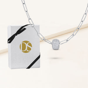 "The Rondelle" Pave Silver Charm Necklace