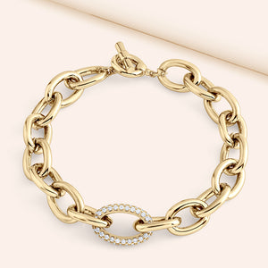 "Forever Fabulous" High Polished Pave Link Toggle Bracelet