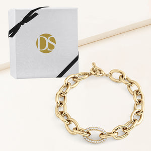 "Forever Fabulous" High Polished Pave Link Toggle Bracelet