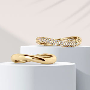 "Gleam & Shine" Set of Two Wavy Stackable Rings