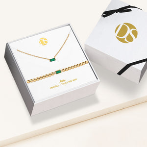 "Graceful Duo" Baguette Birthstone Necklace & Bracelet Set