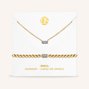 "Graceful Duo" Baguette Birthstone Necklace & Bracelet Set