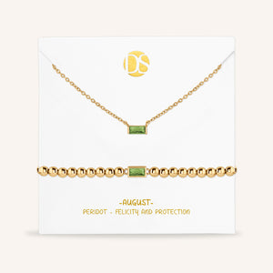 "Graceful Duo" Baguette Birthstone Necklace & Bracelet Set