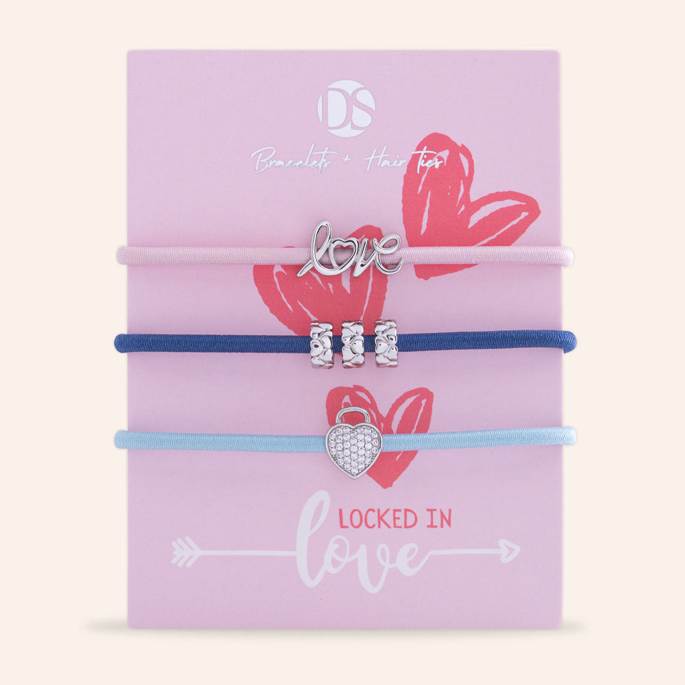 "Love Me Tight" Hair Ties & Bracelet Jewels - Set of 3