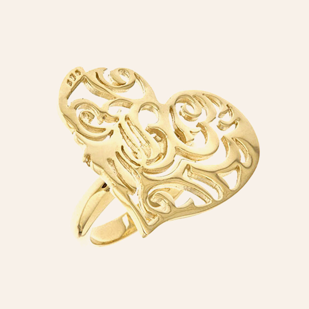 18K Yg Plated Sterling Silver, Sacred Heart Ring