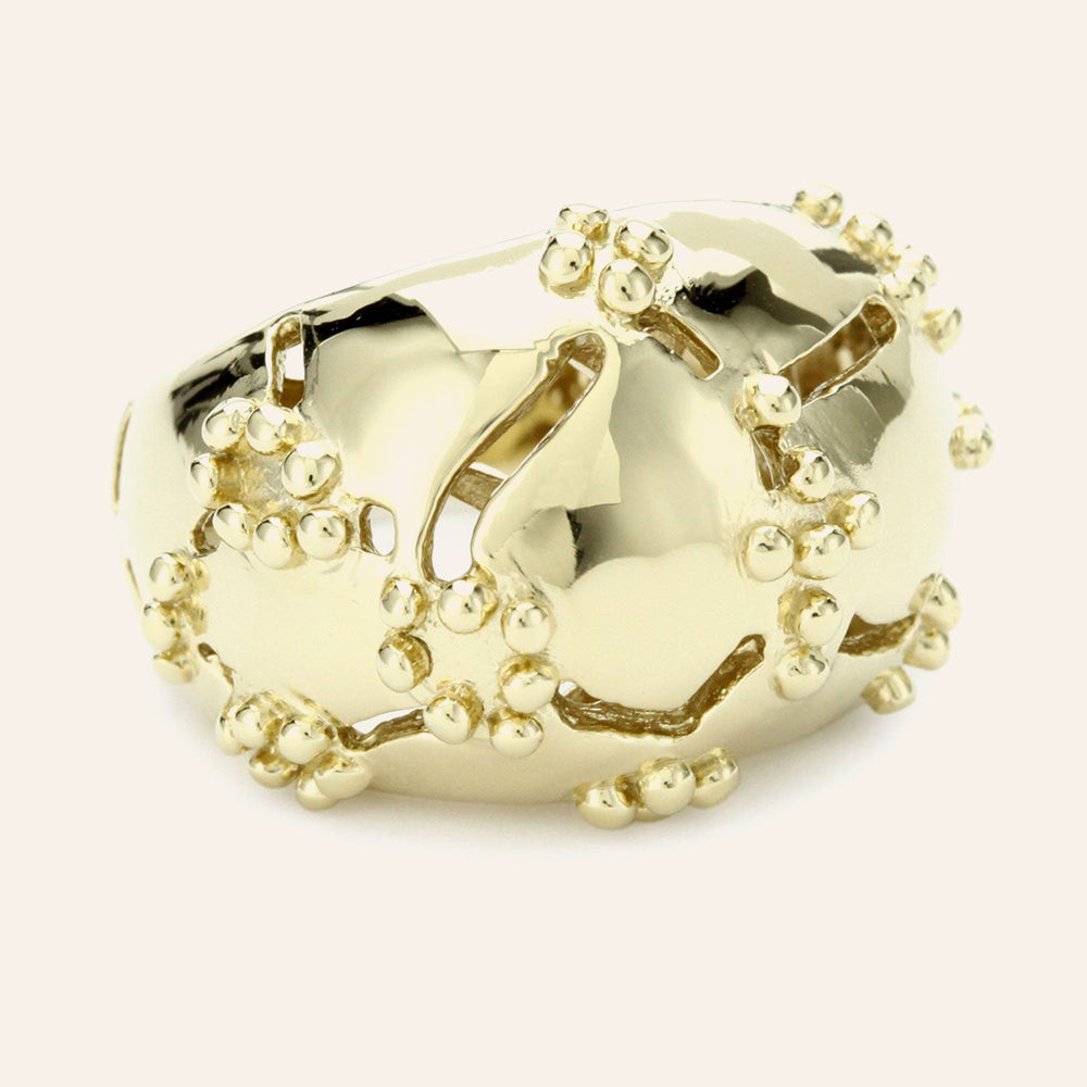 18K Yg Plated Sterling Silver, Dome Ring