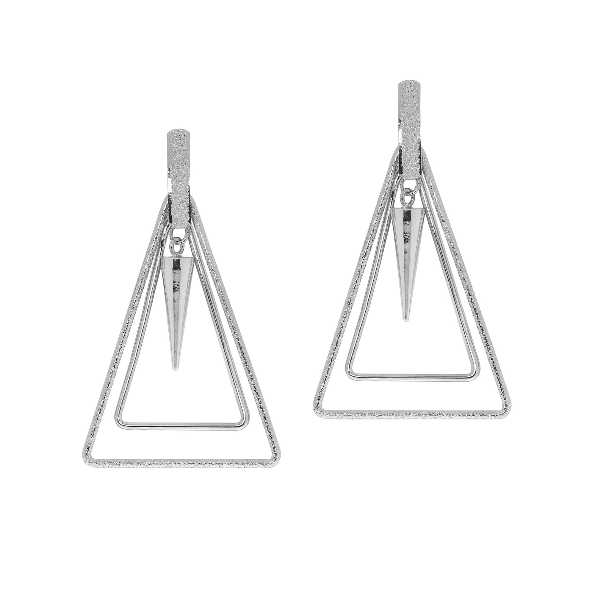 Triangle and Center Cone Drop Earrings