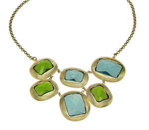 "Mosaic" Two Tone Crystal Bib Necklace