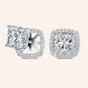 Ladies 14K Yellow Gold Princess Cut Halo Set Diamond Studs Earrings 0.50  Ct. - JFL Diamonds & Timepieces