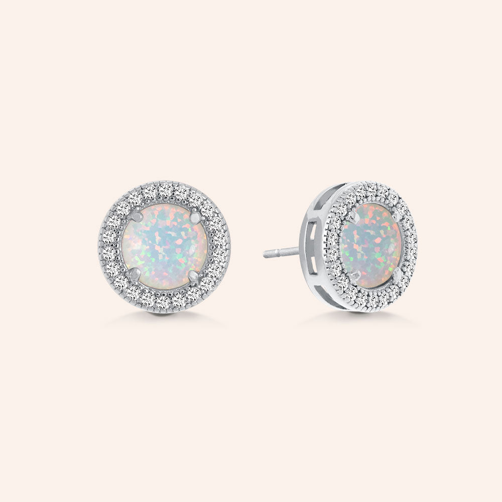 Highly Decorative Round Opal and Silver Earrings  Smithsonia