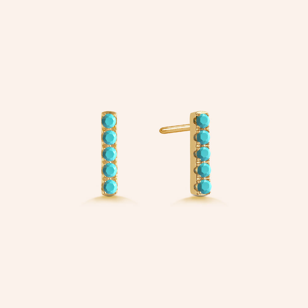 "My Daily" 0.9CTW Pave Rainbow Linear Bar Stud Earrings - Gold Vermeil over Sterling Silver