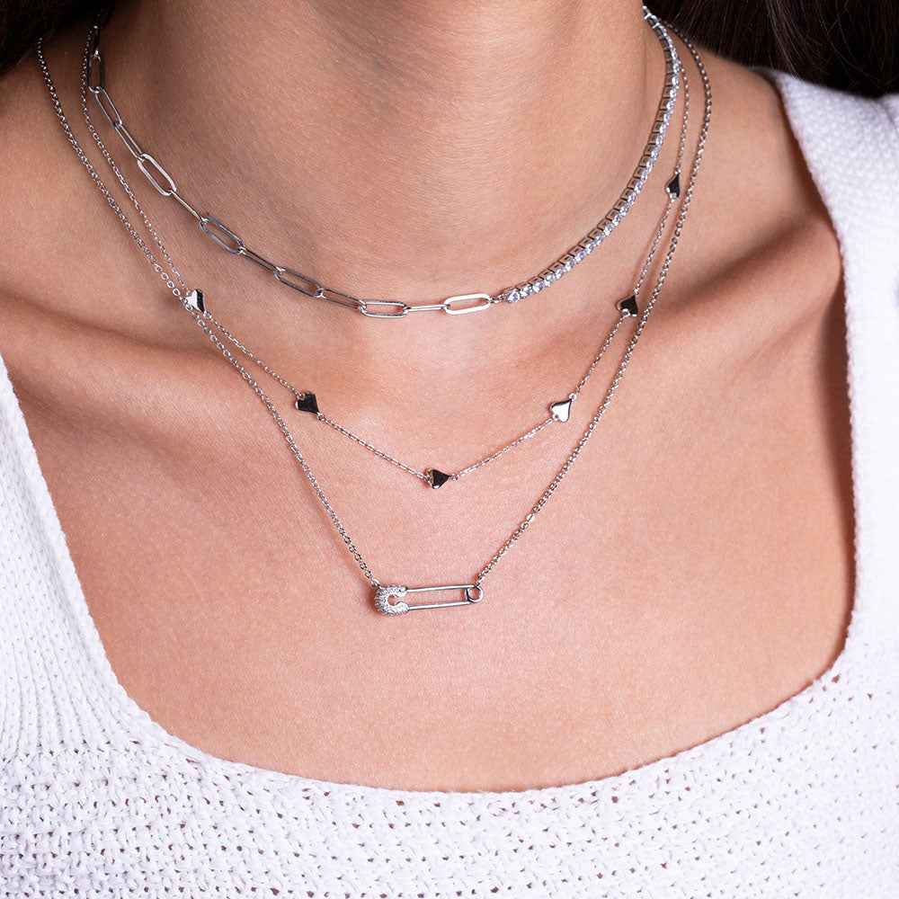 Alice Duo Set of Two Herringbone & Figaro Chain Layering Necklaces - DSF  Jewels