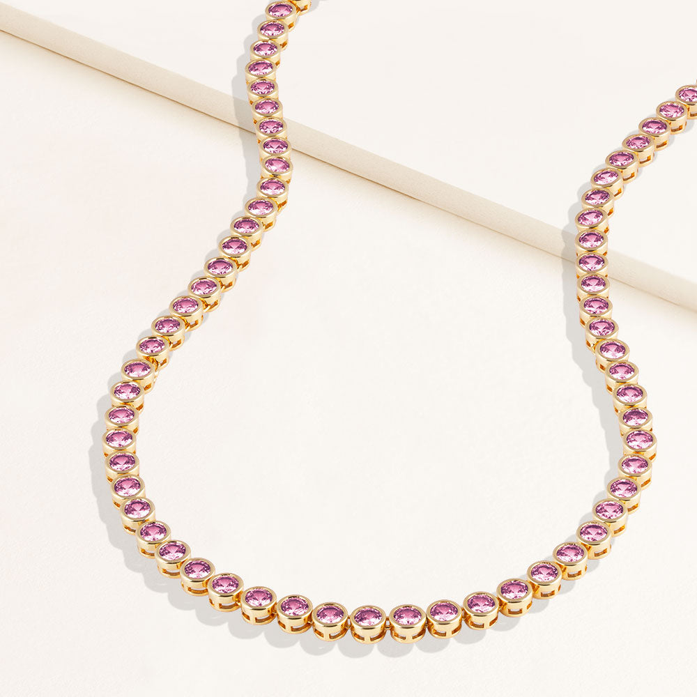 "Milestone Shine" 7.7CTW Round Cut Bezel Set Tennis Necklace